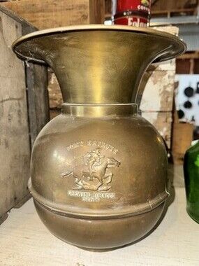 PONY EXPRESS CHEWING TOBACCO CUT PLUG. BRASS SPITTOON. ORIGINAL